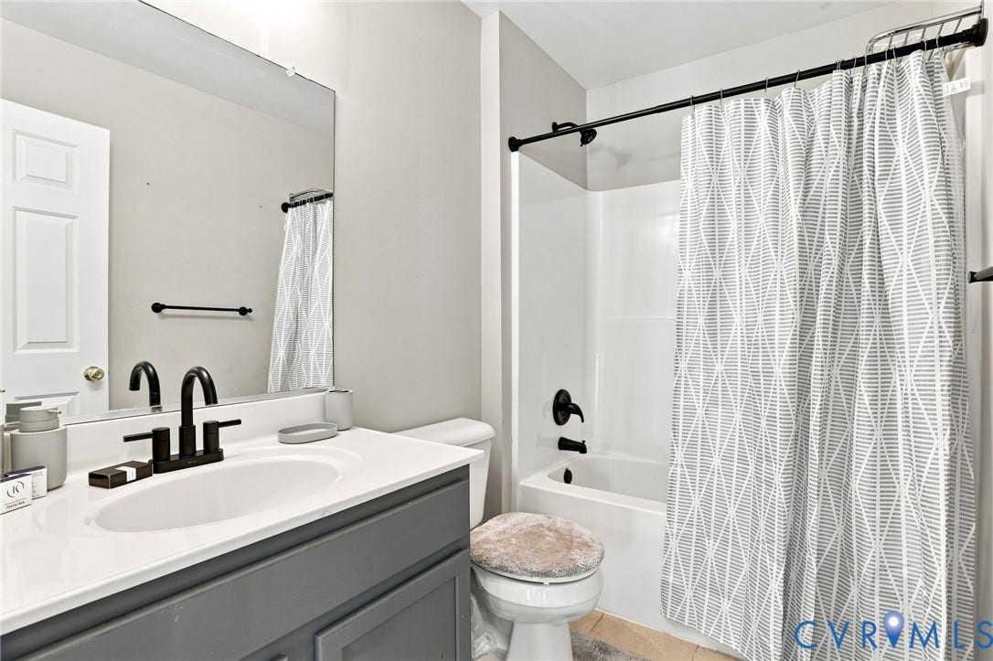 5713 Kings Grove Drive, Kings Grove, Chesterfield, VA 23832 Bathroom featuring a vanity with a white countertop, undermount sink, and matte black faucet