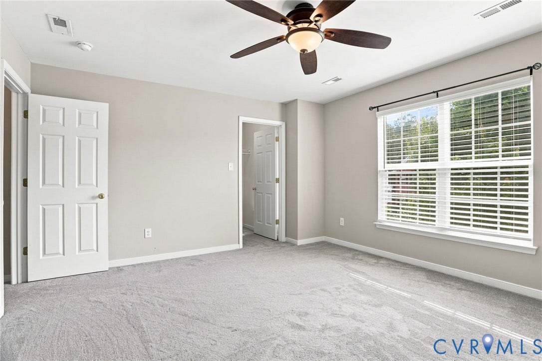 5713 Kings Grove Drive, Kings Grove, Chesterfield, VA 23832 Spacious interior room featuring light gray carpeting and neutral wall paint