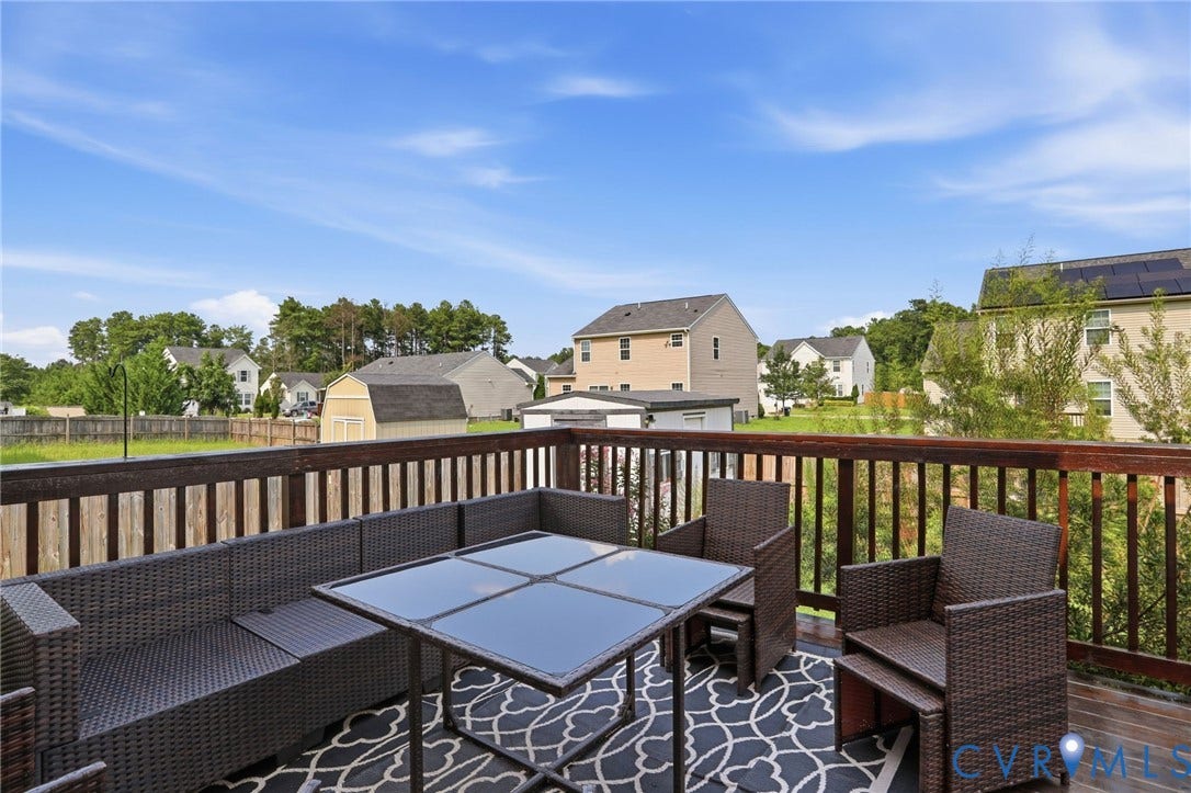 5713 Kings Grove Drive, Kings Grove, Chesterfield, VA 23832 Elevated wooden deck featuring a full-width railing and an open-sky backdrop