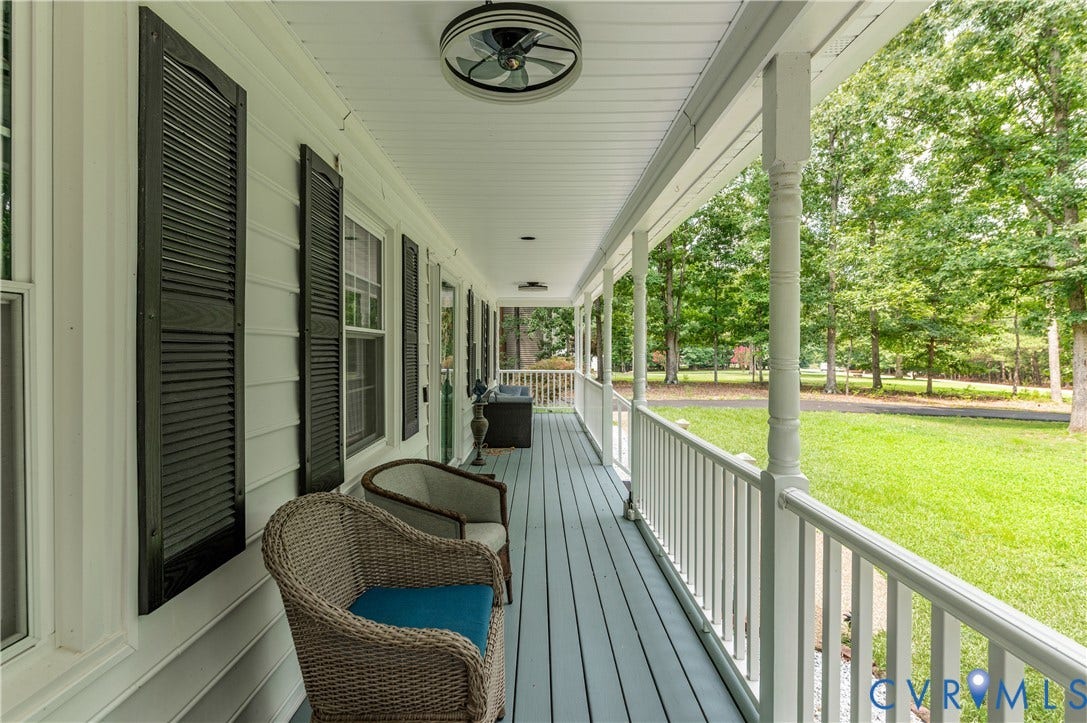 11611 Riverpark Way, Chesterfield, VA 23838 Spacious covered porch with white columns and railings