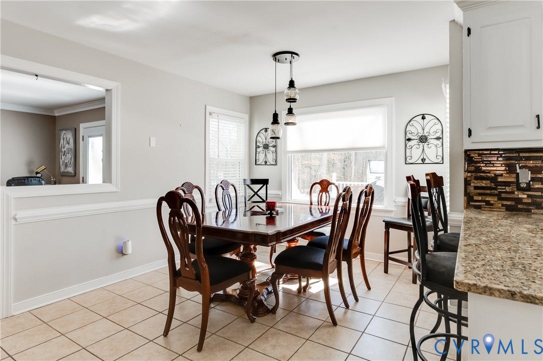 11611 Riverpark Way, Chesterfield, VA 23838 Dining area featuring ceramic tile flooring and neutral wall tones