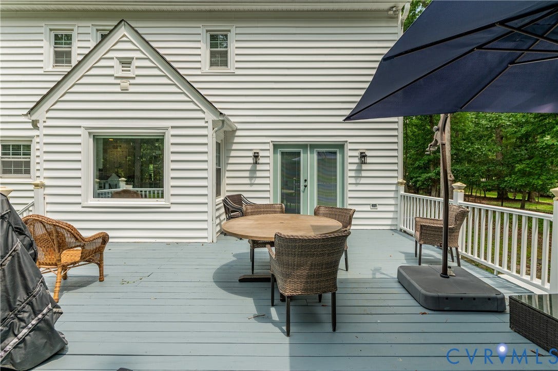 11611 Riverpark Way, Chesterfield, VA 23838 Expansive outdoor deck featuring a painted floor and white railing system
