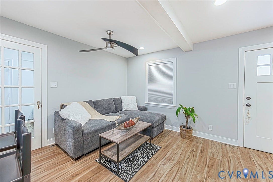 501 Pelham Drive, Richmond, VA 23222 Living space featuring wood-finish flooring, light gray wall tones, and recessed lighting