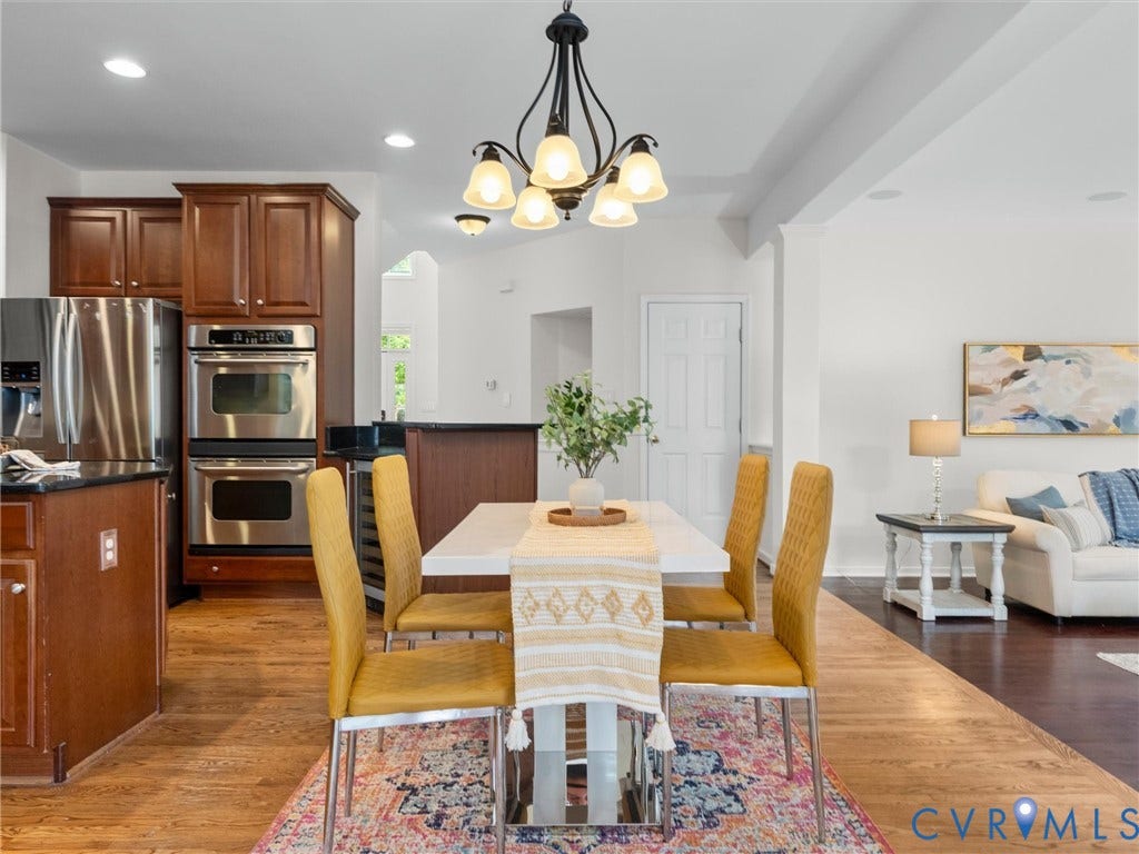 6100 Lilting Branch Way, Moseley, VA 23120 Kitchen with stainless steel appliances, dark wood cabinetry, and a built-in double oven