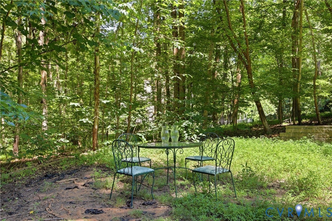 1915 Norwood Creek Drive, Powhatan, VA 23139 Wooded outdoor area featuring a stone retaining wall and varied ground cover