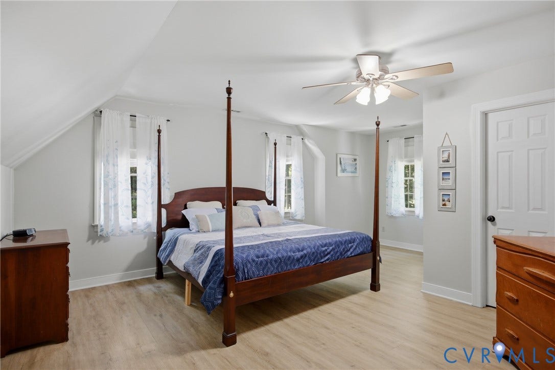 1915 Norwood Creek Drive, Powhatan, VA 23139 Spacious room featuring sloped ceilings, wood-finish flooring, and multiple windows