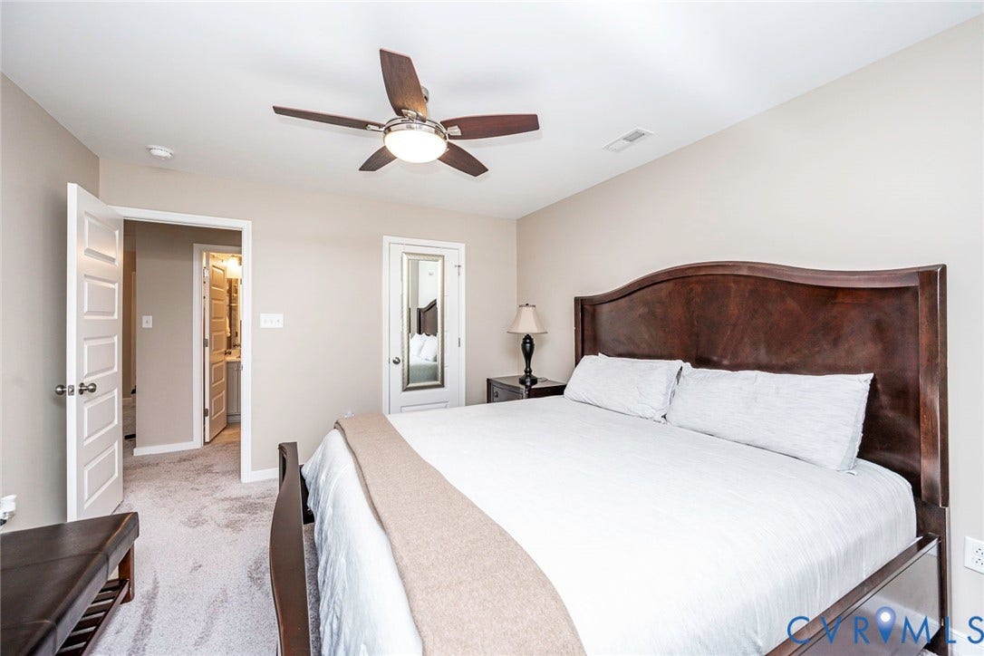 7205 Desert Candle Drive, Moseley, VA 23120 Carpeted room with neutral wall tones and a ceiling fan