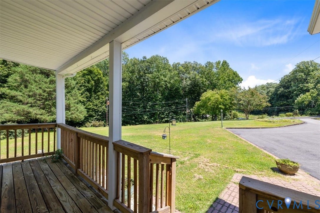 2311 Georges Road, Powhatan, VA 23139 Covered porch featuring wood plank flooring and wood railings