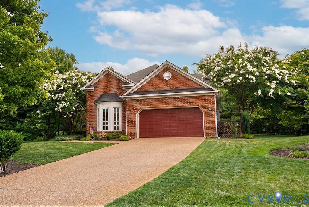 14007 Shawhan Court, Charter Colony, Midlothian, VA 23114 Brick exterior with a prominent bay window, attached garage, and a concrete driveway