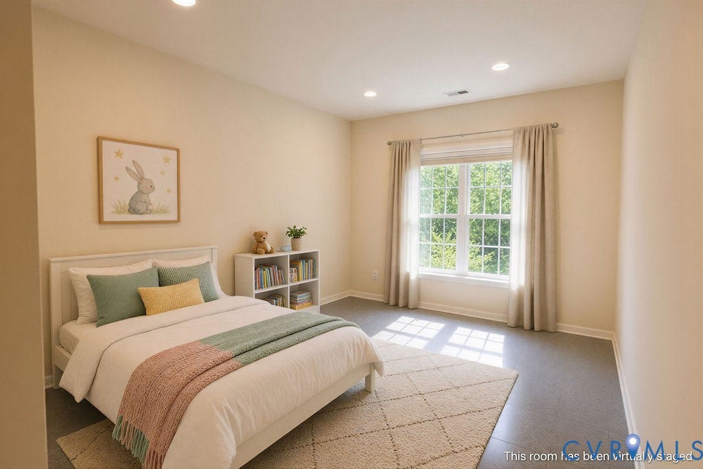 14007 Shawhan Court, Charter Colony, Midlothian, VA 23114 Recessed lighting, large window with grid pattern, light-toned walls, and dark flooring