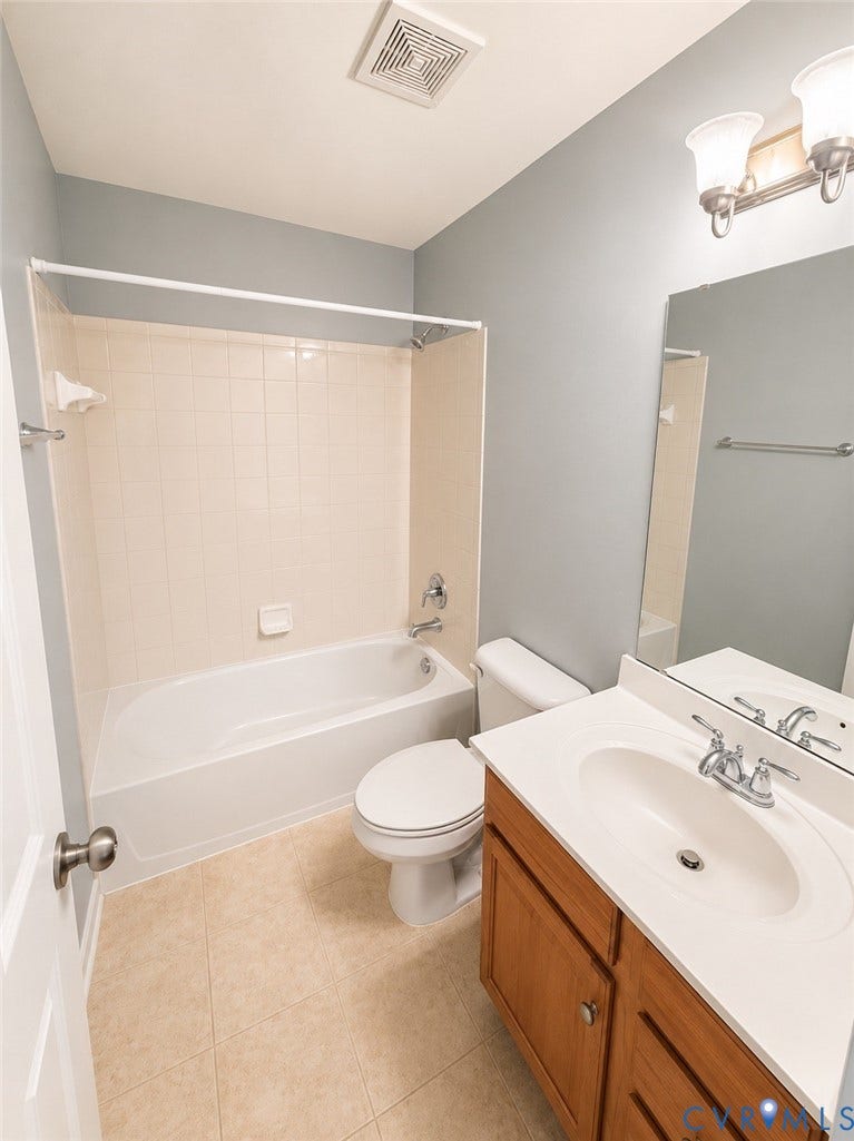 2312 Thomas Kenney Drive, Glen Allen, VA 23060 Bathroom featuring a single vanity with wood-finish cabinetry, a white countertop, and an integrated sink