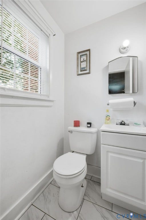 4021 Beulah Road, Chesterfield, VA 23237 Bathroom featuring white walls, a single-pane window with blinds, and large format tile flooring