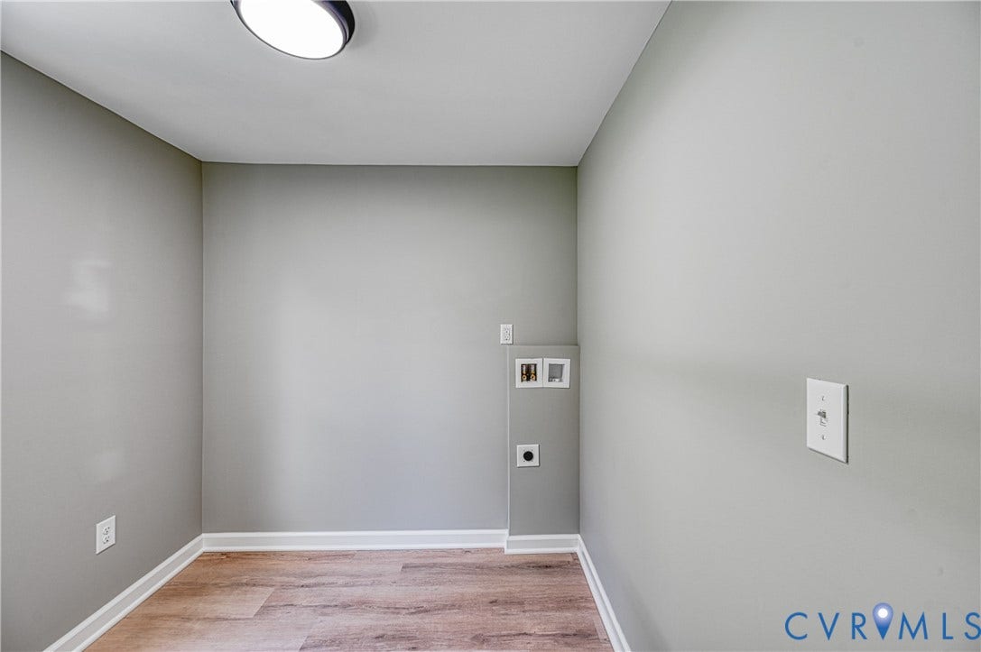 309 Ellis Drive, Louisa, VA 23093 Dedicated utility space featuring light wood-finish flooring and light gray painted walls