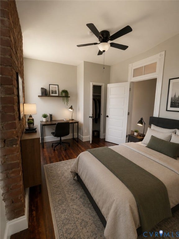 1100 W Marshall Street, Richmond, VA 23220 Exposed brick wall detail and rich wood-finish flooring