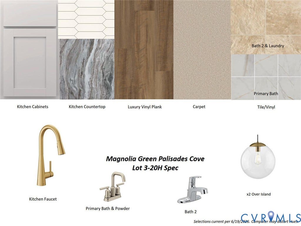 18771 Palisades Ridge, Palisades Cove, Moseley, VA 23120 Collage shows design finishes in the home.