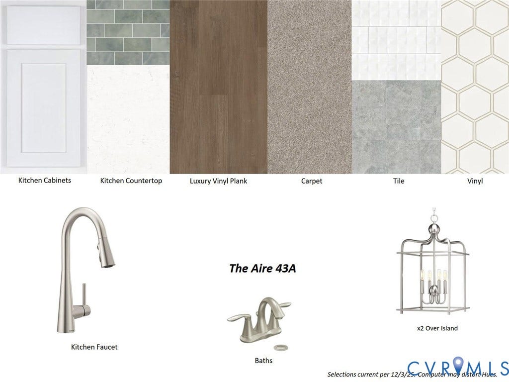 Collage shows design finishes in the home.
