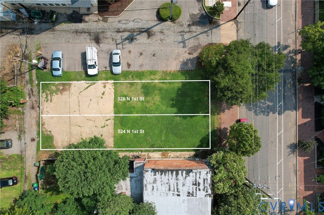 526 N 1st Street, Jackson Ward, Richmond, VA 23219 Two distinct lots, 524 N 1st St and 526 N 1st St, featuring manicured grass