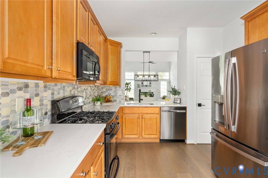 5806 Park Creste Drive, Glen Allen, VA 23059 Kitchen featuring light wood cabinetry and a hexagon tile backsplash