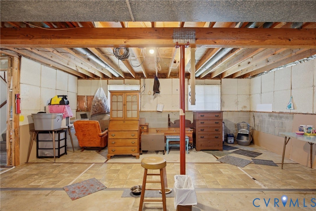 2007 Mountain Pine Boulevard, Three Pines, Richmond, VA 23235 Additional content
The image shows an interior space that is currently being used for storage and contains numerous movable items (furniture, boxes, bins, rugs, and miscellaneous household goods)