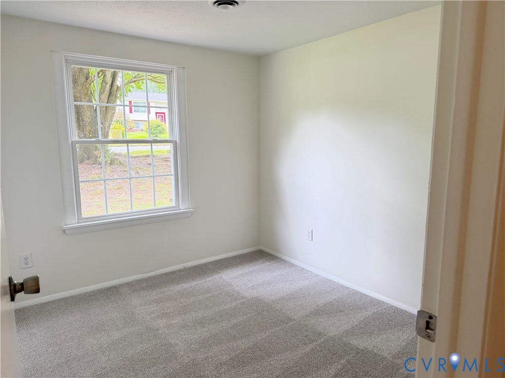 1308 Bentbrook Drive, Henrico, VA 23231 Bright room featuring a grid-paned window, neutral wall paint, light-toned carpet, and a ceiling-mounted fixture