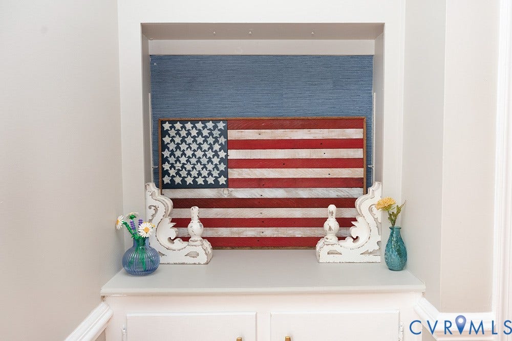 419 Rossmere Drive, Walton Park, Midlothian, VA 23114 Built-in niche with blue textured backing and integrated cabinetry featuring paneled doors and white trim