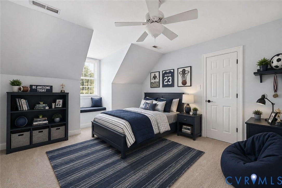 16225 Parrish Farms Road, Montpelier, VA 23192 Attic bedroom with neutral carpeting and light gray walls