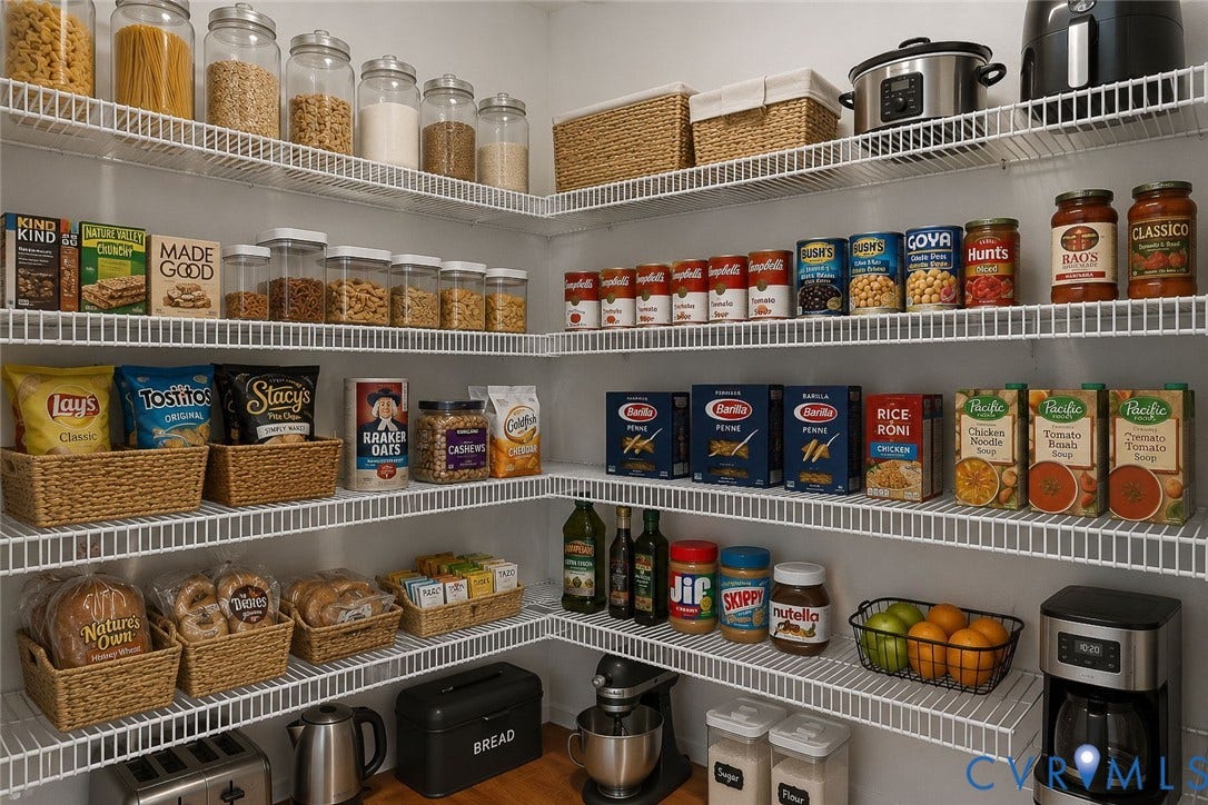 16225 Parrish Farms Road, Montpelier, VA 23192 Comprehensive pantry featuring white wire shelving