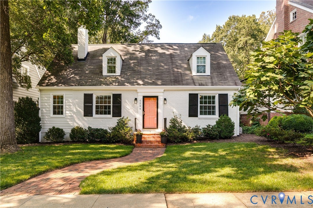 5204 Caledonia Road, Westover Hills, Richmond, VA 23225 White brick exterior with black louvered shutters