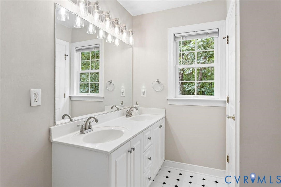 6001 Olde Hartley Place, Glen Allen, VA 23060 Dual vanity with white cabinetry, white countertop, and dual undermount sinks