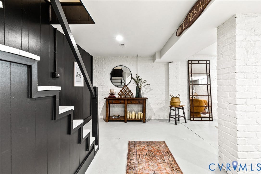 3142 Floyd Avenue, Museum District, Richmond, VA 23221 Modern basement staircase with black painted risers and white treads