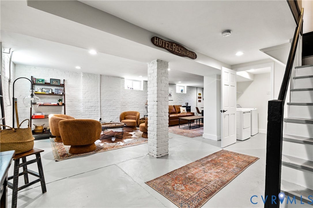 3142 Floyd Avenue, Museum District, Richmond, VA 23221 Finished basement featuring painted brick walls, recessed lighting, and a durable concrete floor