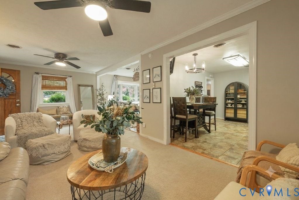 View from Family room into the Kitchen.