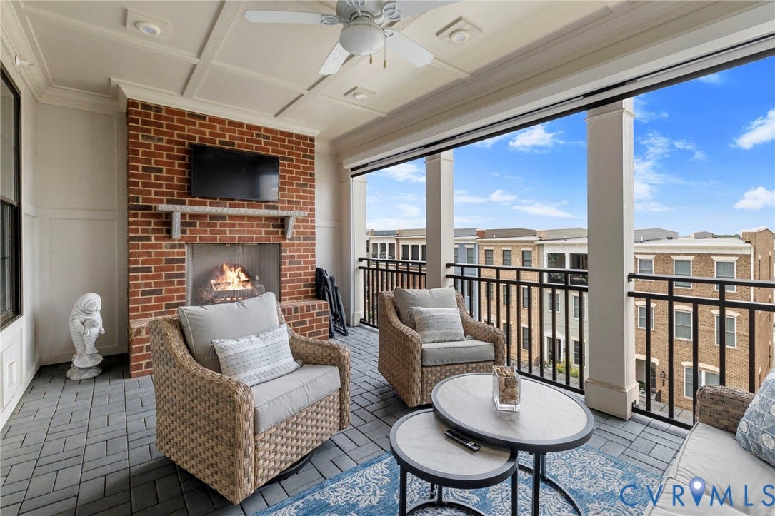 342 Becklow Avenue, Henrico, VA 23233 Covered porch with remote shade to keep cool and fireplace to keep warm!