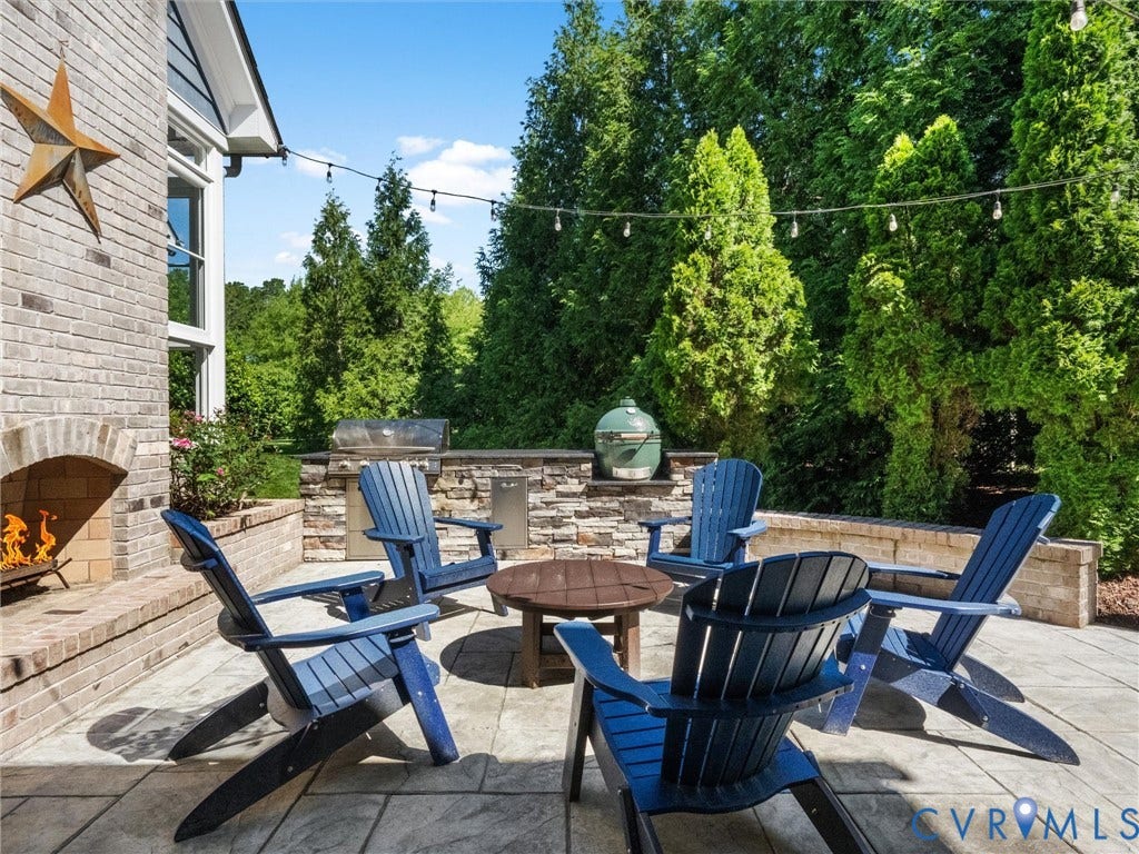 2337 Cheverton Lane, Hallsley, Midlothian, VA 23112 Patio w/ fireplace and built in griling station/kitchen