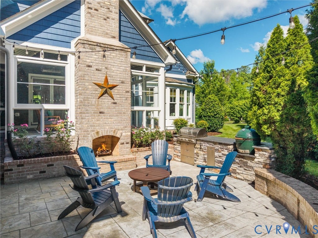 2337 Cheverton Lane, Hallsley, Midlothian, VA 23112 Patio w/ fireplace and built in griling station/kitchen