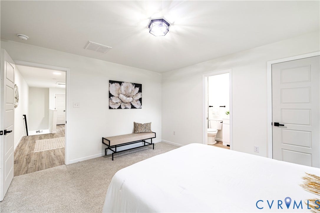 1514 Custer Street, Richmond, VA 23222 Carpeted bedroom with a modern ceiling light fixture