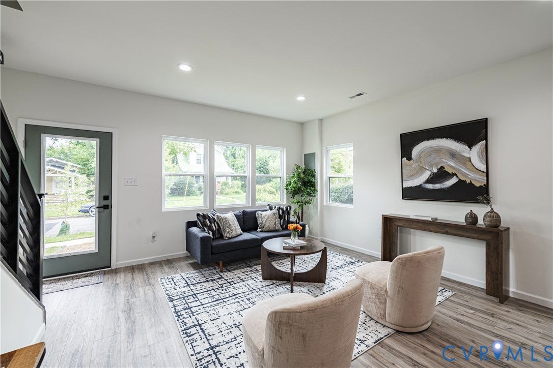 1514 Custer Street, Richmond, VA 23222 Bright living area featuring wood-finish flooring and recessed lighting