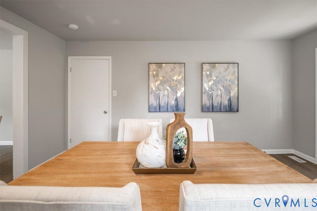 4400 Treely Road, Chesterfield, VA 23831 Dining area featuring a wood-finish table, upholstered chairs, light grey walls, and a recessed ceiling light