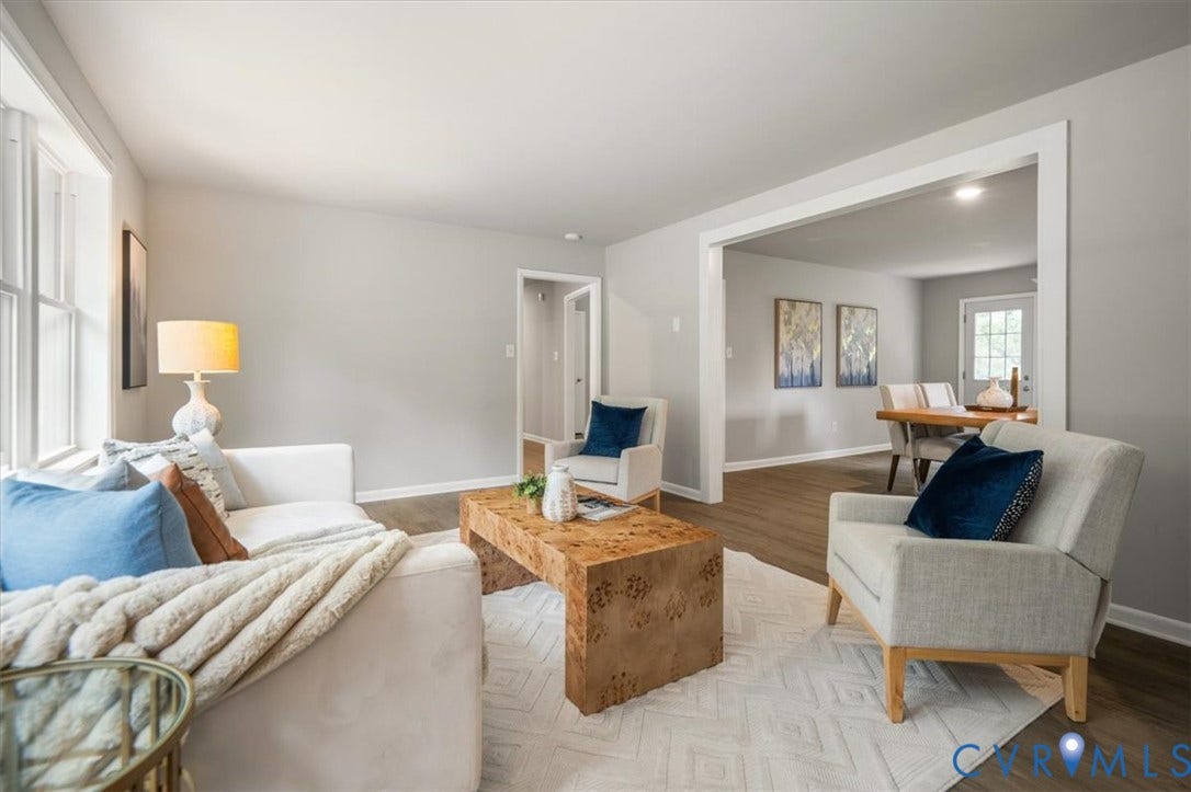 4400 Treely Road, Chesterfield, VA 23831 Spacious living area featuring light gray walls and wood-finish flooring