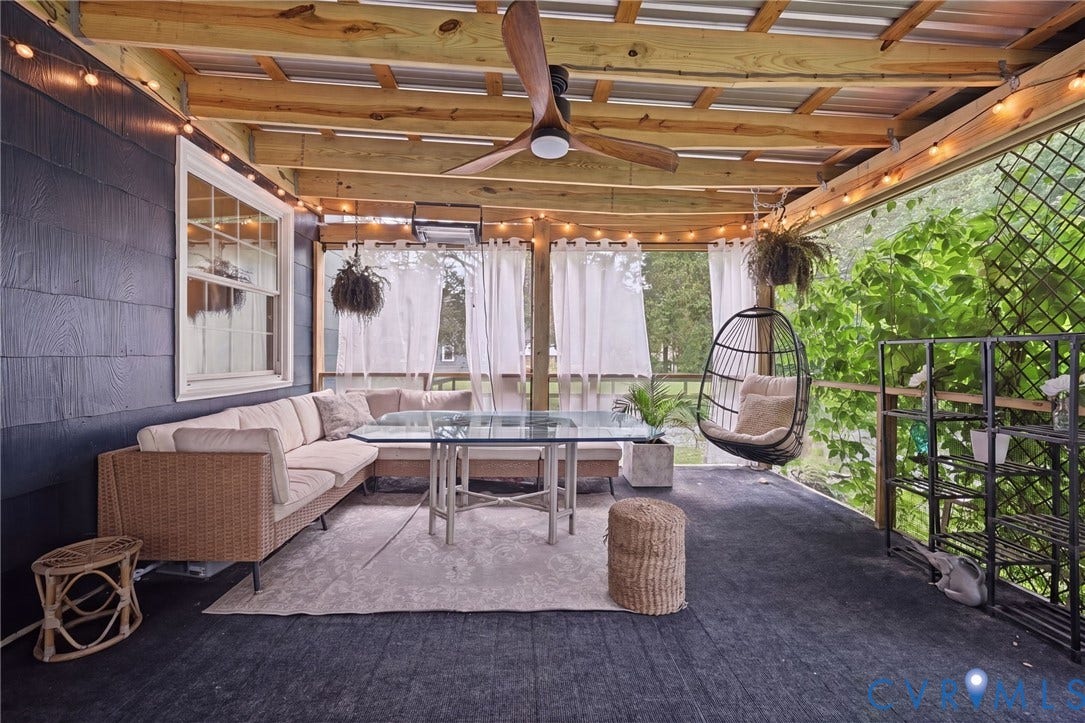 3633 Darbytown Court, Henrico, VA 23231 Tranquil screened porch featuring a natural wood beam ceiling!