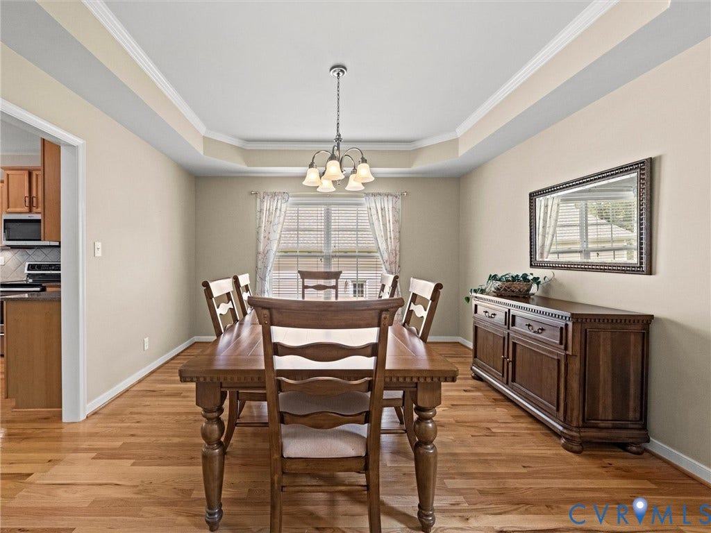11000 Collington Drive, Tealby Court At Collington, Midlothian, VA 23112 Dining room with tray ceiling