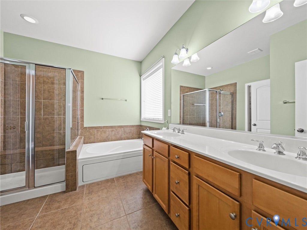 11000 Collington Drive, Tealby Court At Collington, Midlothian, VA 23112 Primary ensuite w/ soaker tub, tile shower, and WIC