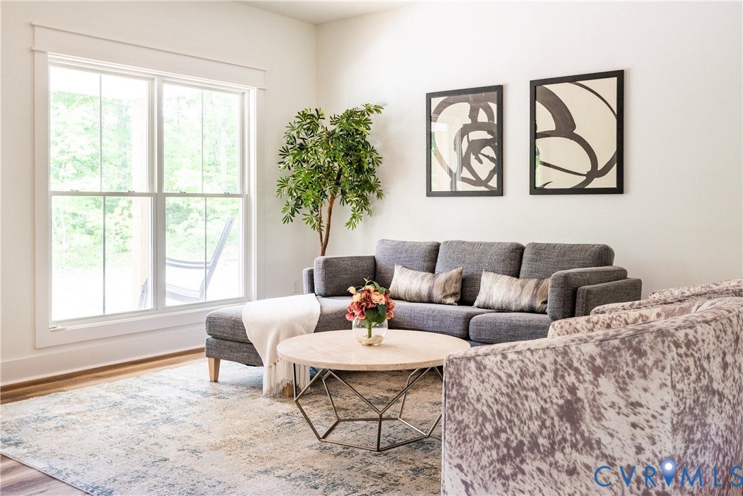 Bright living space with large windows
