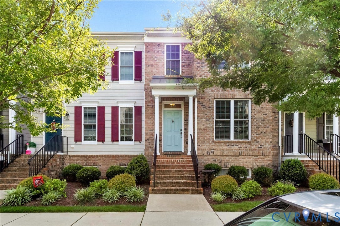 14379 Michaux Village Drive, Winterfield Park, Midlothian, VA 23113 Brick and siding exterior featuring a light blue front door with a transom window