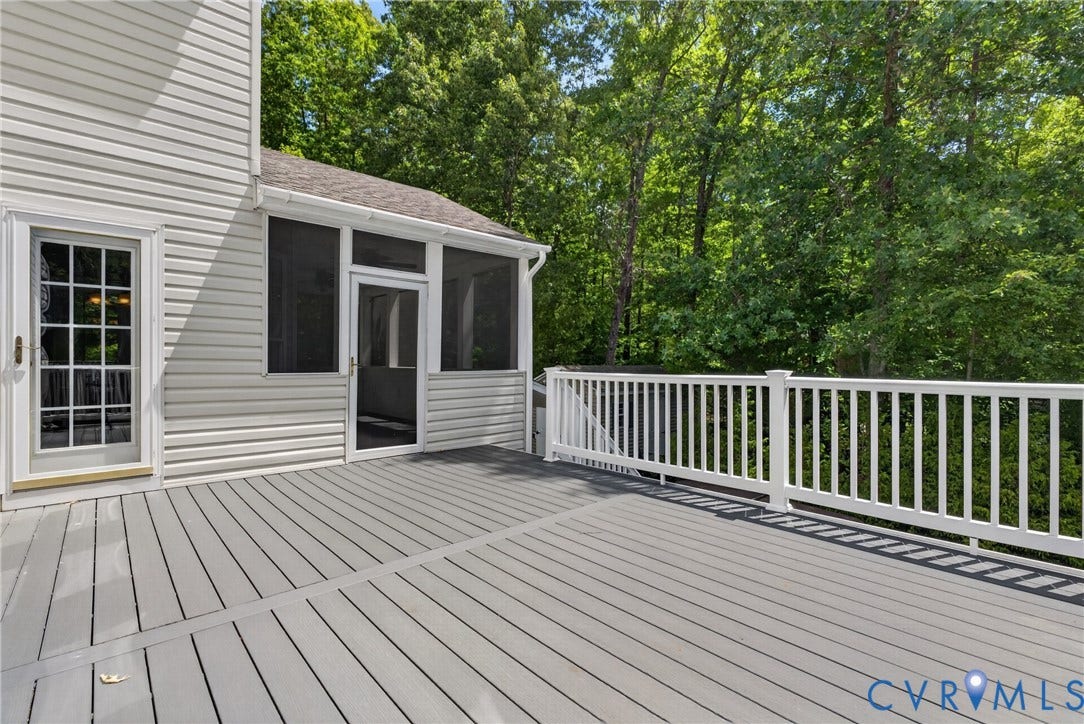 381 Shorewood Drive, Shorewood, Mineral, VA 23117 Expansive grey composite decking with white railing