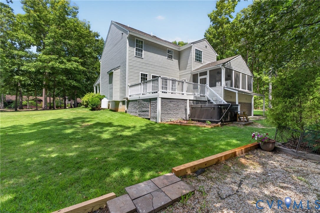 381 Shorewood Drive, Shorewood, Mineral, VA 23117 Rear exterior with siding finish and white trim