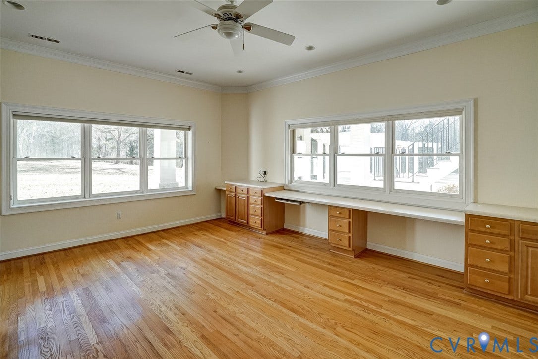 721 Meadow View Ridge, The Meadows At Joe Brooke Farm, Manakin Sabot, VA 23103 Lower Level Office with 2 walls of built in desks and cabinets