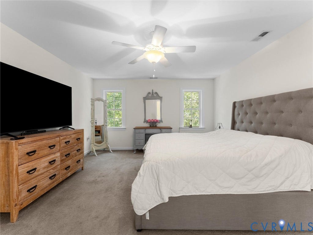 8200 Madeline Court, Strath Woods, Henrico, VA 23231 Spacious room with light neutral wall paint and plush gray carpeting