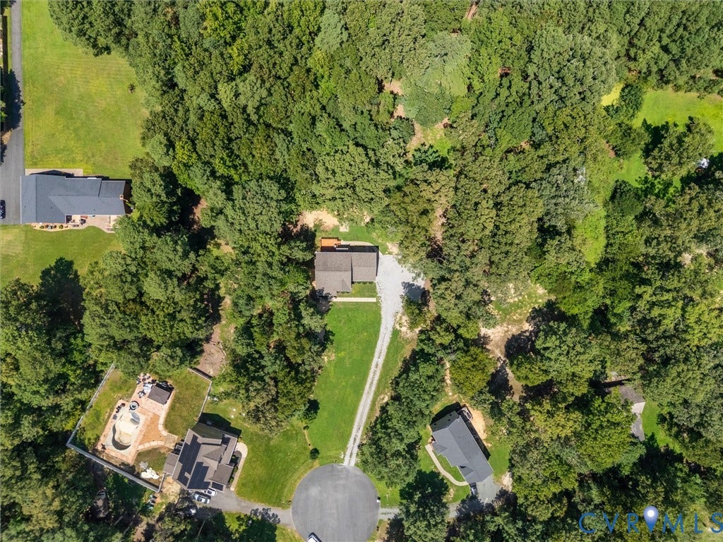 8200 Madeline Court, Strath Woods, Henrico, VA 23231 Aerial view of a residential property amidst abundant mature trees