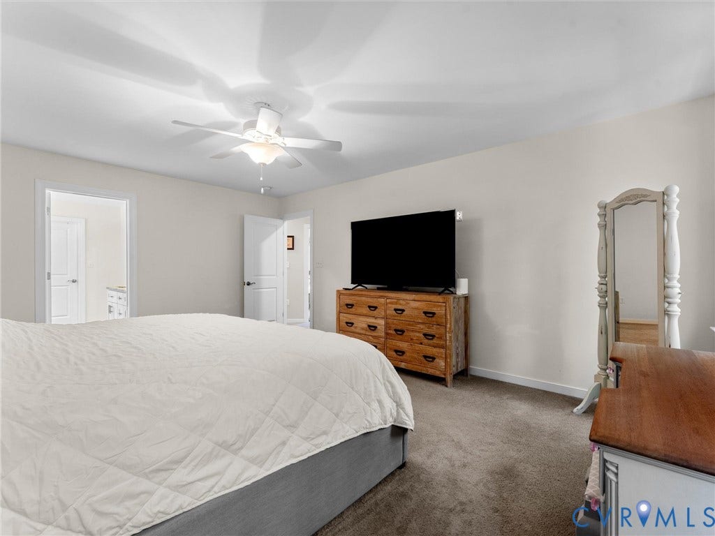 8200 Madeline Court, Strath Woods, Henrico, VA 23231 Carpeted bedroom with a ceiling fan light fixture